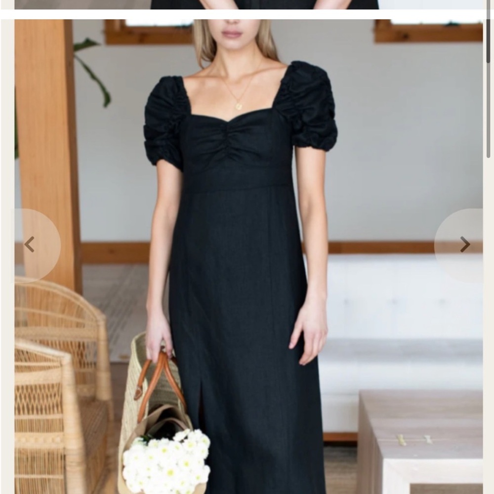 Emerson Fry Black Sheath Dress with Puff Sleeves